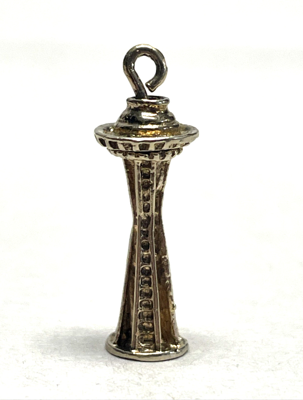 Vintage Sterling Silver Gold Tone Seattle Space Needle Charm Pendant 1" 2.2g